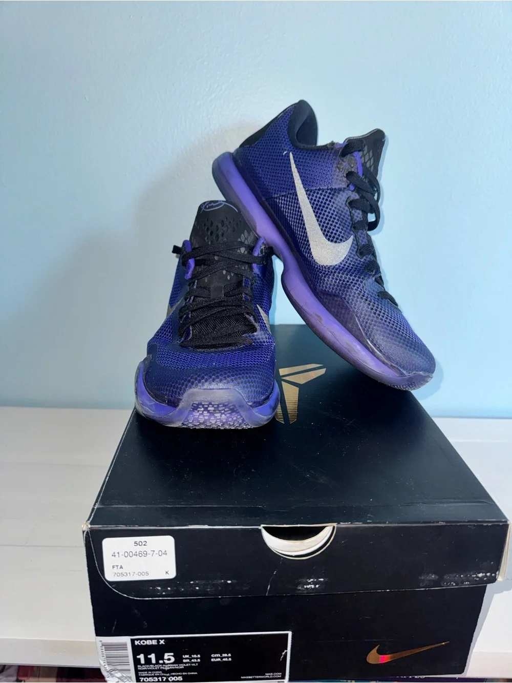 Nike Kobe X 10 Blackout Persian Violet Basketball Shoes Mens Size 11.5